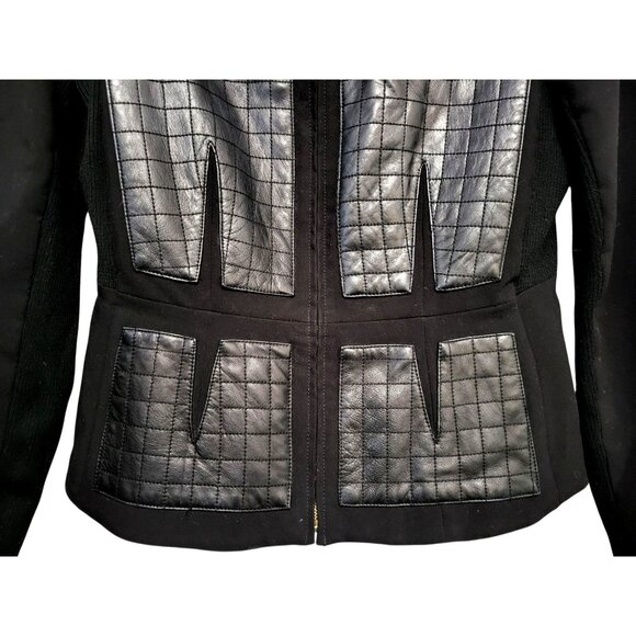 Rebecca Taylor Quilted Black Leather Panel Jacket - Picture 5 of 14